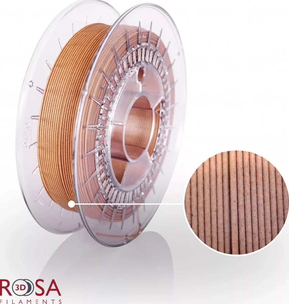 Plastikas Rosa3D BioWOOD - 1.75mm - 0.5kg - rusvai gelsvas
