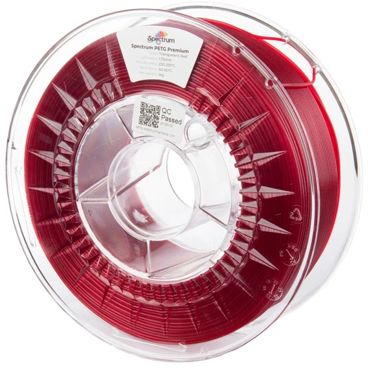 Spektro grupė SPECTRUMG 5903175657640 Filamentas SPECTRUM / PETG / SKAIDRUMAS Raudonas / 1,75 mm / 1kg