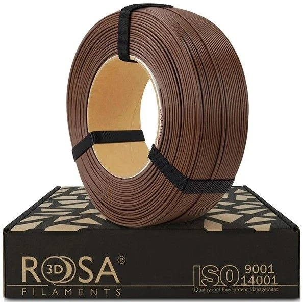 3D plastikas PLA ruda (chocolate ruda) 1.75mm 1kg refill pakuotė Rosa3D