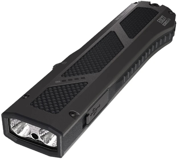 Nitecore EDC17 žibintuvėlis – 1 500 liumenų balta šviesa, UV ir žalias lazeris, įkraunamas per USB-C, nerūdijantis plienas, atsparus vandeniui (IPX7), kompaktiškas dizainas