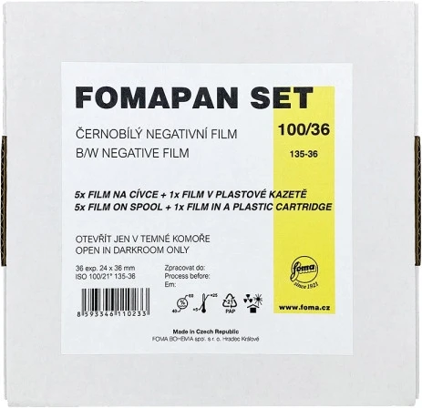 Foma plėvelė Fomapan 100/36 rinkinys 6 plėvelės + kasetė