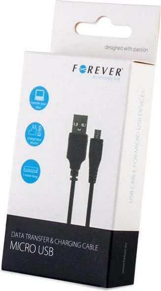Forever kabelis USB - microUSB 1,0 m 1A juodos spalvos
