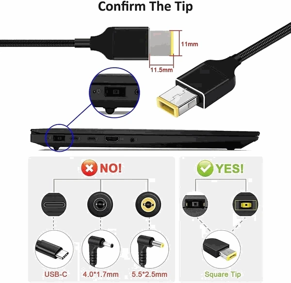 Fusion Accessories USB kabelis PNY USB-C -> Lenovo SquarePin 100 W 18,5-20 V 1,8 m (FUSNCCLENOVOSP)