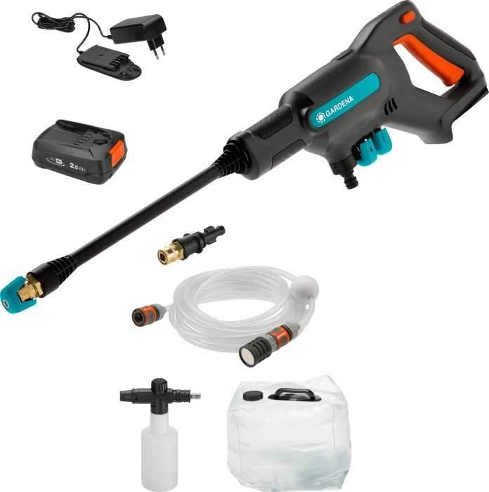 Vidutinio slėgio akumuliatorinės plovyklos Gardena AquaClean 24 / 18V P4A Premium rinkinys