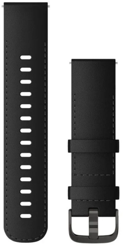 Garmin Greitai atsegamas dirželis (22 mm), juoda oda su šlifuoto skalūno spalvos detalėmis