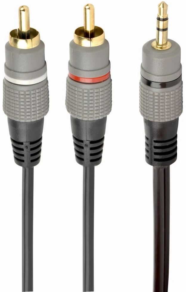 GEMBIRD 3,5 mm stereo kištukas į 2xRCA kištukus, 2,5 m kabelis, auksinės dangos jungtys