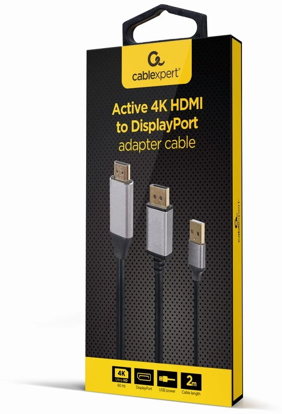GEMBIRD Active 4K HDMI kištukas su DisplayPort kištuku adapterio kabelis 2m juodas