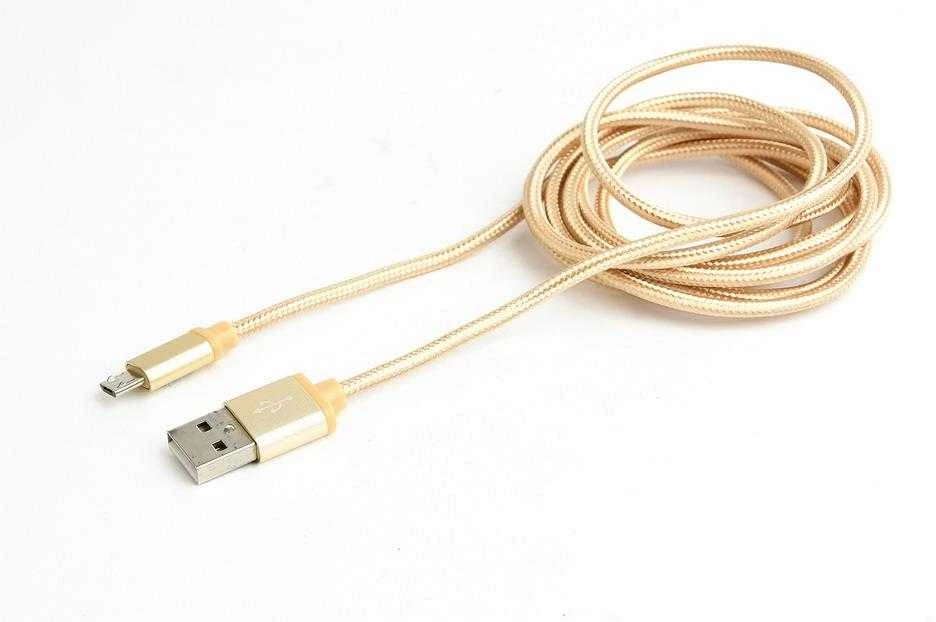 GEMBIRD CCB-mUSB2B-AMBM-6-G cotton braided micro USB cable 2.0 AM-MBM5P 1.8M metal connectors auksinis
