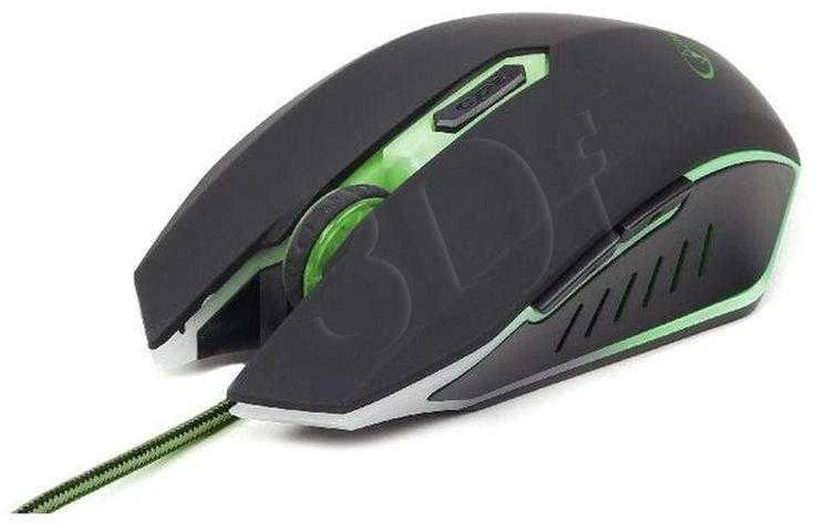 GEMBIRD MUSG-001-G Gembird žaidimų optinė pelė 2400 DPI, 6 mygtukų, USB, juodas su žalias apšvietimu