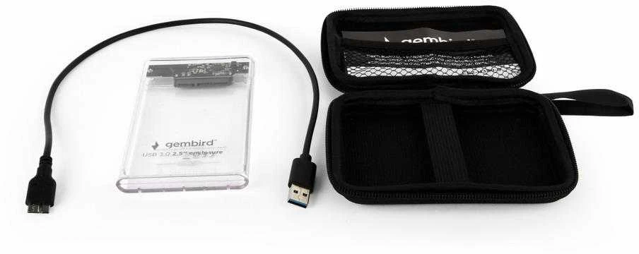 GEMBIRD EE2-U3S9-6 Gembird HDD/SSD korpusas, skirtas 2,5 SATA - USB 3.0, 9,5 mm, skaidrus plastikas