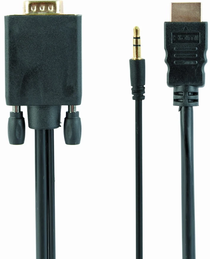 GEMBIRD A-HDMI-VGA-03-10 HDMI į VGA ir garso adapterio kabelis vienas prievadas 3m juodas