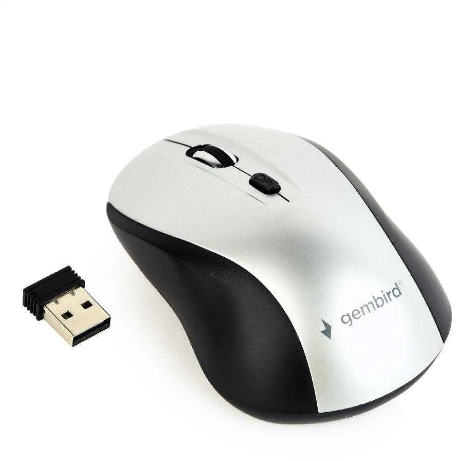GEMBIRD MUSW-4B-02-BS Gembird Optinė belaidė pelė MUSW-4B-02-BS, 1600 DPI, nano USB, juodas-sidabrinis