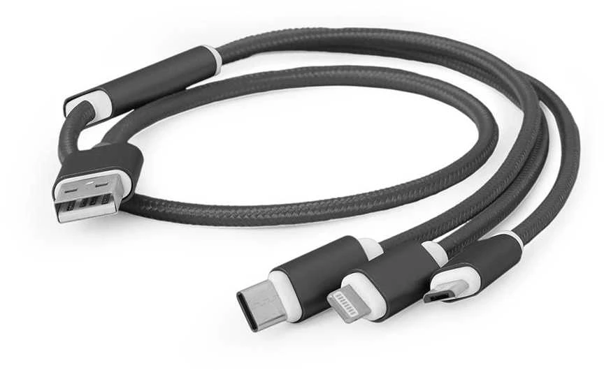 GEMBIRD CC-USB2-AM31-1M Gembird USB įkrovimo kombinuotas 3 viename laidas, juodas, 1m
