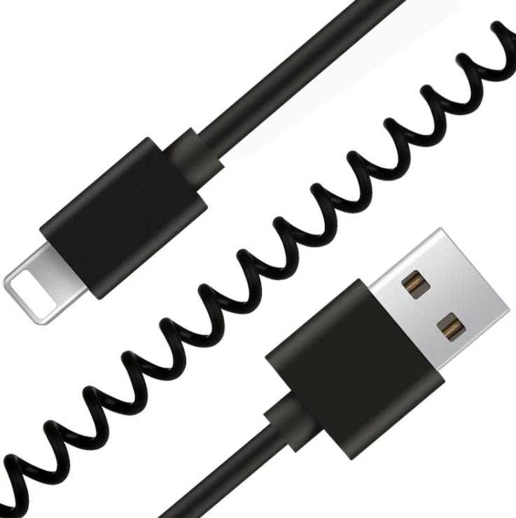 GEMBIRD CC-LMAM-1.5M Gembird USB sinchronizavimo ir įkrovimo spiralinis kabelis, 8 kontaktų, 1.5 m, juodas