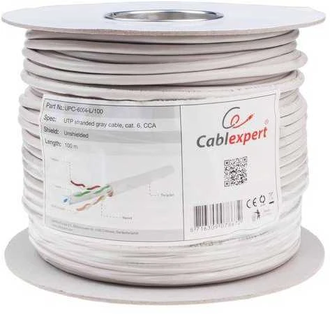 GEMBIRD UPC-6004-L/100 Gembird UTP suvytas kabelis, kat. 6, CCA 100m, pilka