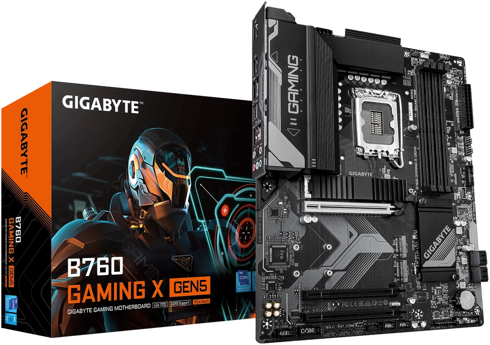 „GIGABYTE B760 GAMING X GEN5“ pagrindinė plokštė – palaiko 14-os kartos „Intel Core“ procesorius, 8+1+1 fazės VRM, iki 5600MHz DDR5, 3xPCIe 4.0 M.2, 2.5 GbE LAN, USB 3.2 Gen 2