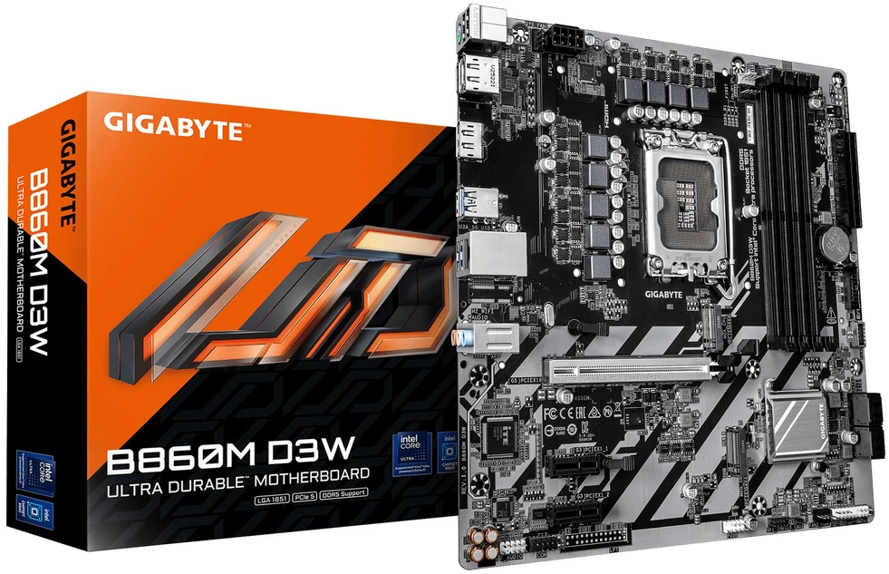 GIGABYTE B860M D3W pagrindinė plokštė Intel B860 LGA 1851 (Socket V1) „micro ATX“