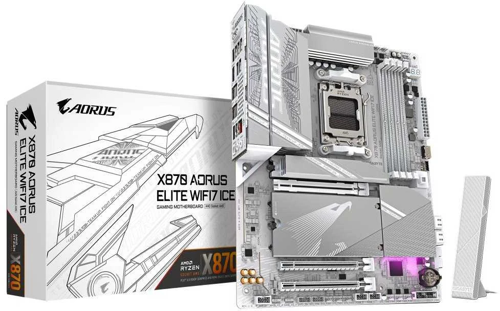 Pagrindinė plokštė GIGABYTE X870E A ELITE WF7 ICE AM5 4xDDR5 4xM.2 4xSATA
