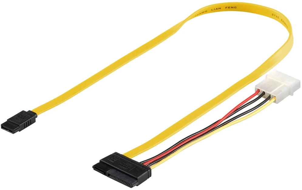 Goobay kompiuterio duomenų kabelis, 1.5/3/6 Gbit/s, SATA III, SATA 7 kontaktų, SATA 7 + 15 kontaktų, kištukas/kištukas, juodas, raudonas, geltonas, tiesus