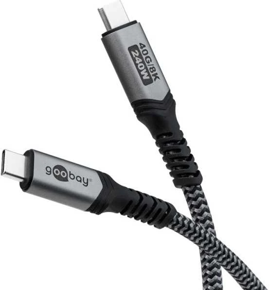 „Goobay“ | USB-C laidas su tekstiliniu apvalkalu, USB4, 240 W, 40 Gbit/s, maitinimo šaltinis, 1,5 m