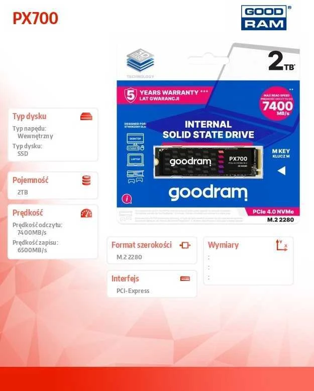 GOODRAM SSD PX700 M.2 PCIe 4x4 2TB MAŽmeninė prekyba