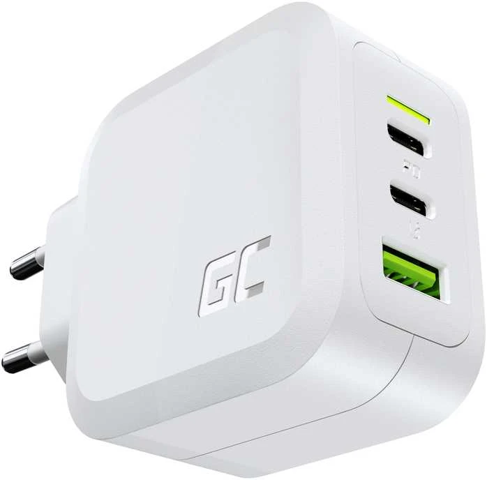 Green Cell Žalias Cell Žalias Cell įkroviklis 65W GaN GC PowerGan - 2x USB-C, 1x USB-A - baltas