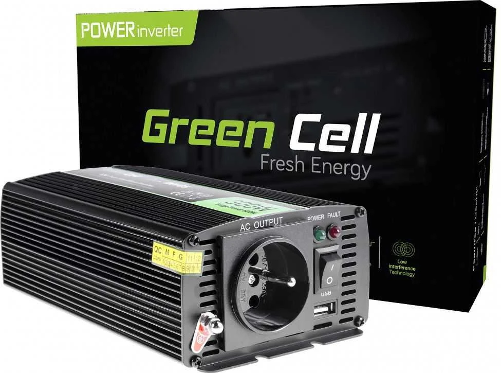 Green Cell Žalias Cell GREENCELL automobilio maitinimo keitiklis nuo 12V iki 230V 300W/600W gryno sinuso