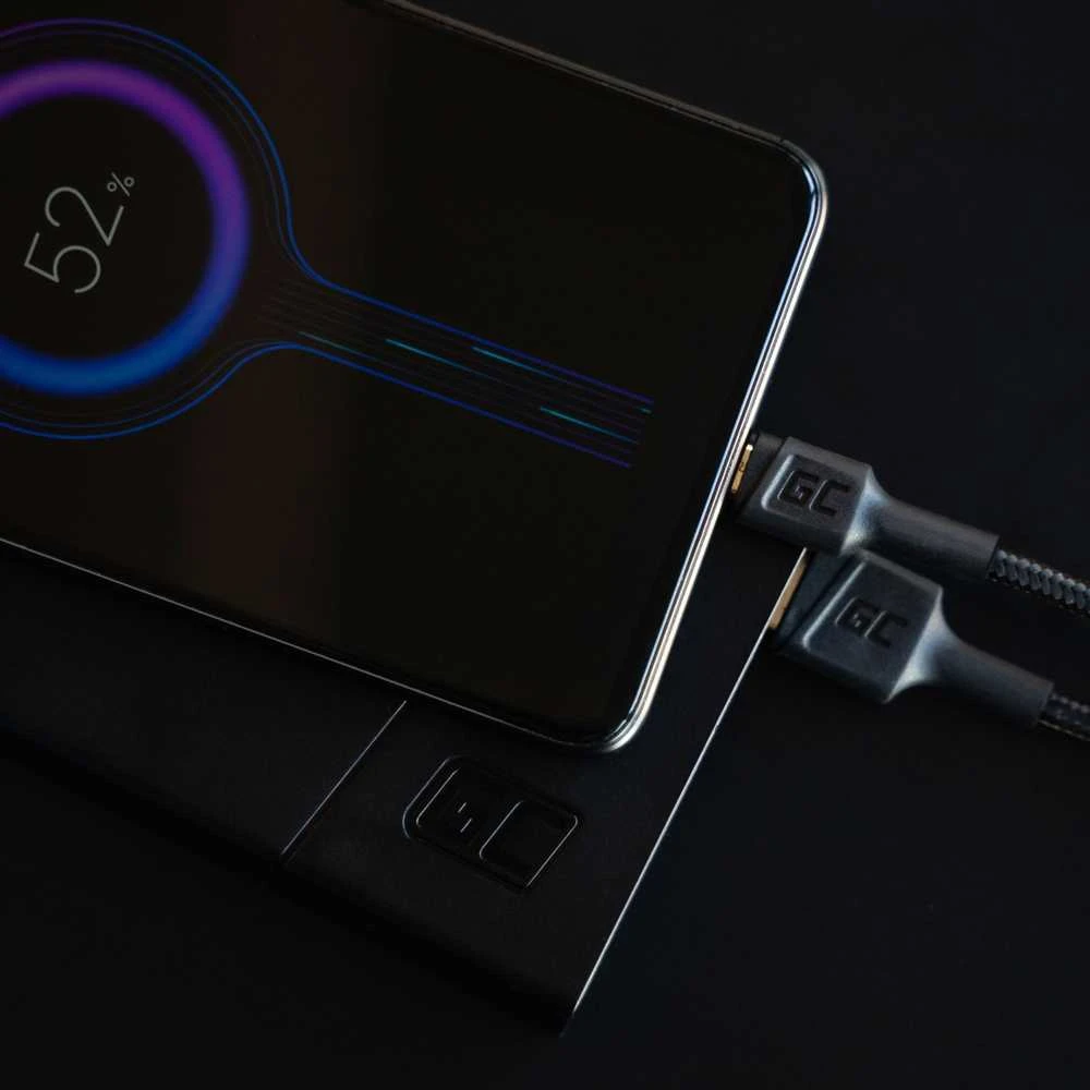 Green Cell Žalias Cell GREENCELL laidas GC PowerStream USB-A – Micro USB 120cm Ultra Charge QC 3.0