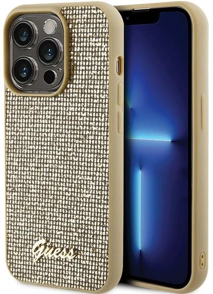 Dėklas GUESS GUHCP15SPMSDGSD IPHONE 15/14/13 6.1 "ZOTY / GOLD HARDCASE DISCO METAL SCRIPT