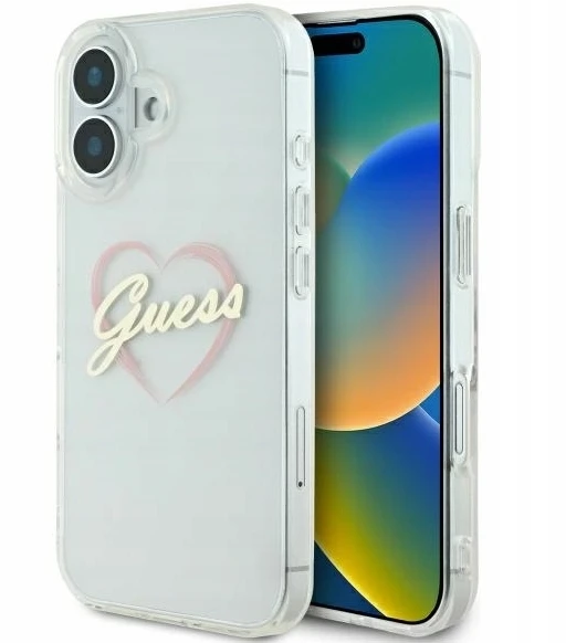 Guess GUHCP16SHCHGSPT iPhone 16 6.1″ skaidrus kietas dėklas IML Heart