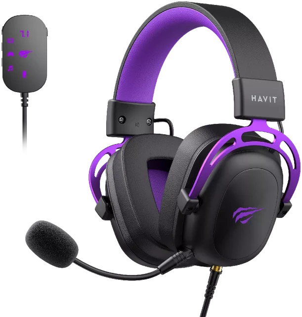Havit H2002C+U - žaidimams ausinės (juodas ir violetinė)