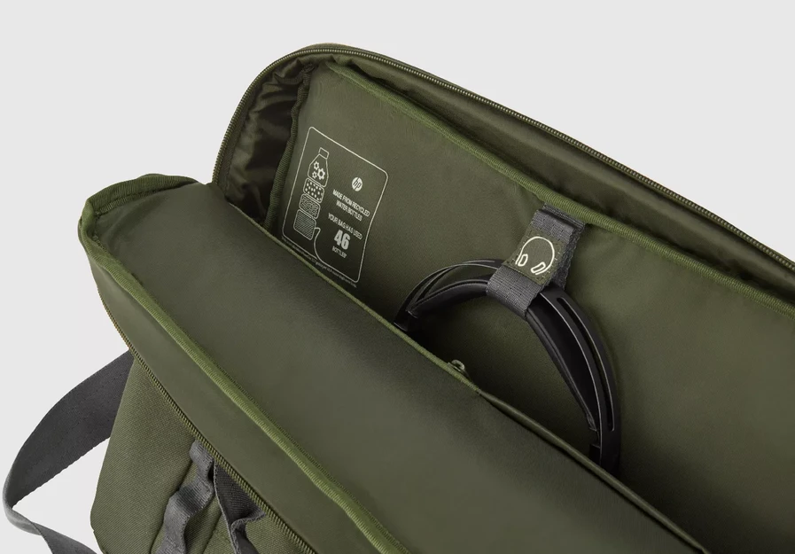 „HP Modular 15.6 Top Load“, „Trys viename“ (RFID maišelis, apkrova iš viršaus, įvorė), atsparus „Vanduo“, praleidžiamas laidas, 22 litrų talpa – tamsiai alyvuogių spalvų „Žalias“