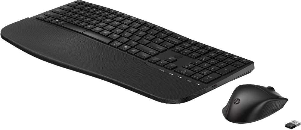 HP 685 Comfort Dual-Mode klaviatūra ir pelė rinkinys, atsparus skysčiams - Juoda - JAV anglų