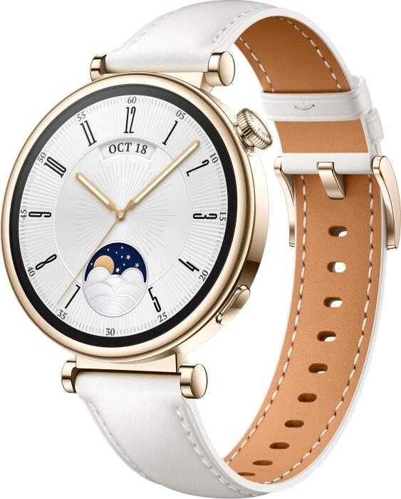 HUAWEI WATCH GT4 41mm Gold White Leather Armband