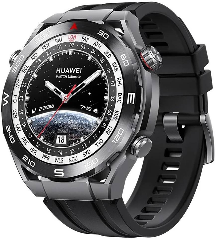 Išmanusis laikrodis Huawei Watch Ultimate Expedition, Sidabrinės ir juodos spalvos korpusas su juodu dirželiu