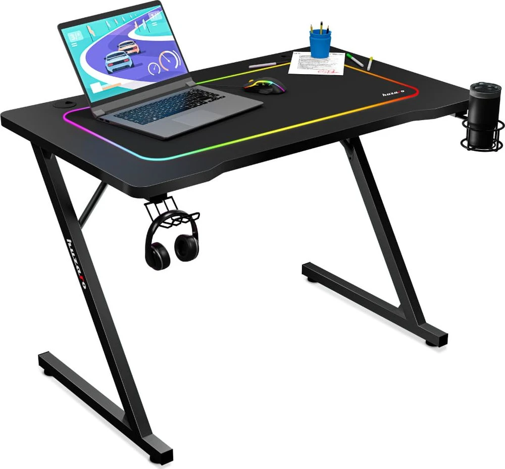 Žaidimų stalas Huzaro Hero 1.8 Gaming Desk, Juodos spalvos