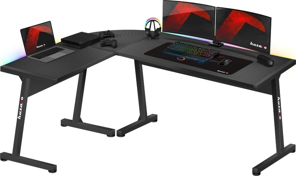 Kampinis žaidimų stalas Huzaro Hero 6.0 RGB, Juodas