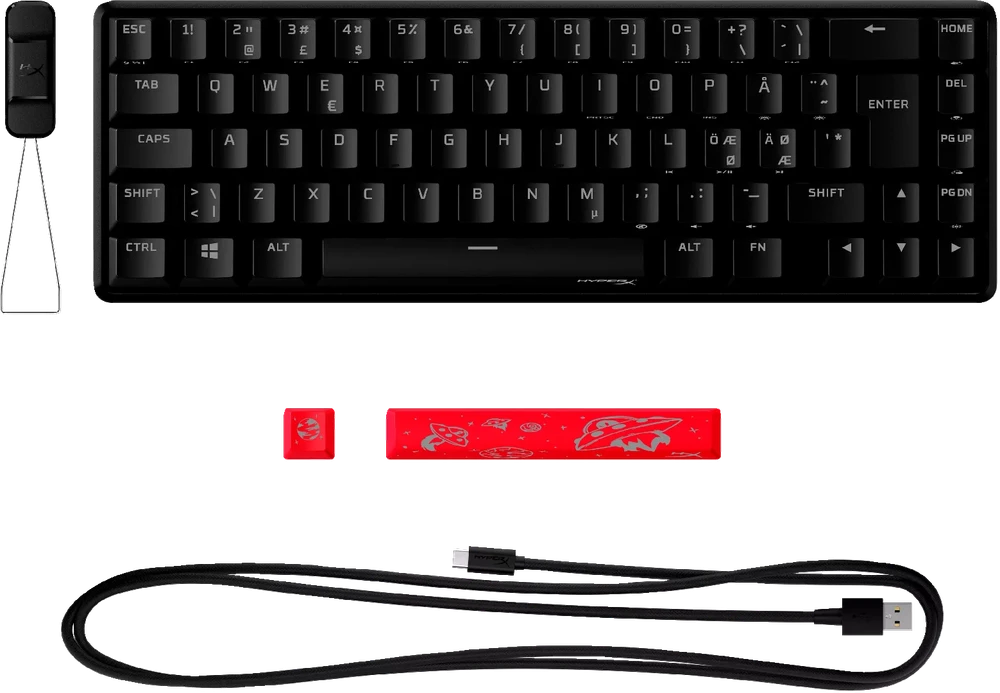 Klaviatūra „Hewlett Packard“ (HP) „HP HyperX Alloy Origins 65“ HKBO1T-RD-NO/E plokštė