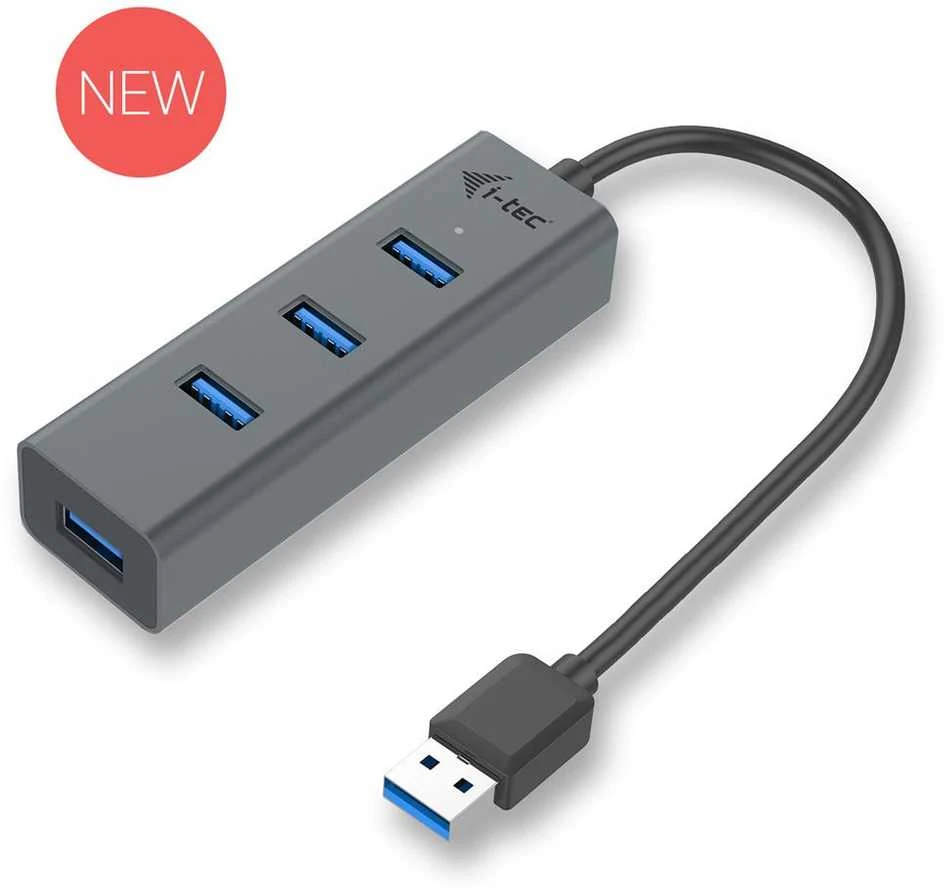 I-tec Metal U3HUBMETAL403 sąsajos šakotuvas USB 3.2 Gen 1 (3.1 Gen 1) Type-A 5000 Mbit/ai Pilka