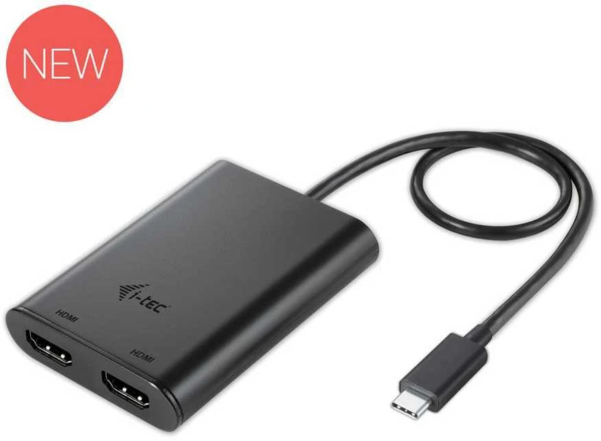 I-TEC USB C prie dviejų HDMI prievadų vaizdo adapteris 2x HDMI prievadas 4K Ultra HD suderinamas su Thunderbolt 3