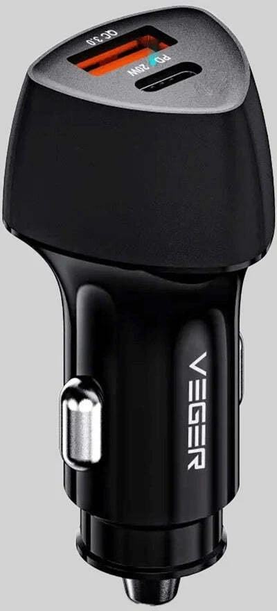 Įkroviklis Usams Veger CC50 Rigorous PD38W (1A1C) automobilinis įkroviklis Juodas