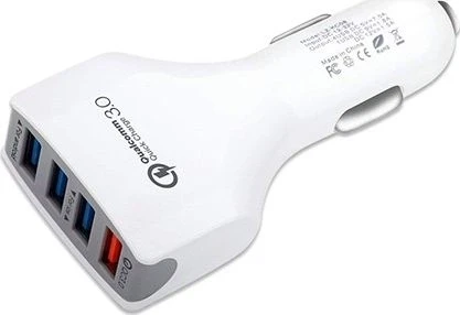 Automobilinis įkroviklis 4 x USB 7A Baltas VEGA FASTON GREITAS ĮKROVIKLIS QUICK 4XUSB 3.0 3500mAh
