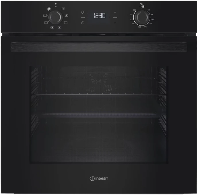 INDESIT orkaitė | IO K55C B | 71 l | Elektrinė | Katalizinė | Elektroninė | Aukštis 59,5 cm | Plotis 59,5 cm | Juodas