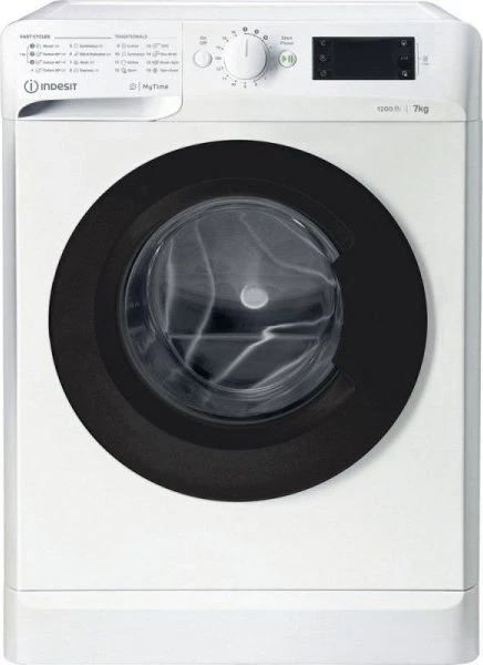 INDESIT | Skalbimo mašina | MTWE 71252 WK EE | Energy efficiency class E | Front loading | Skalbimo talpa 7kg | 1200 RPM | Gylis 54 cm | Plotis 59.5 cm | Ekranas | Big Digit | Baltas