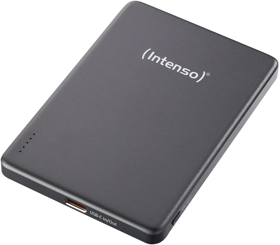 „Intenso Powerbank MW5000“ pilka 5000 mAh magnetinė belaidė baterija