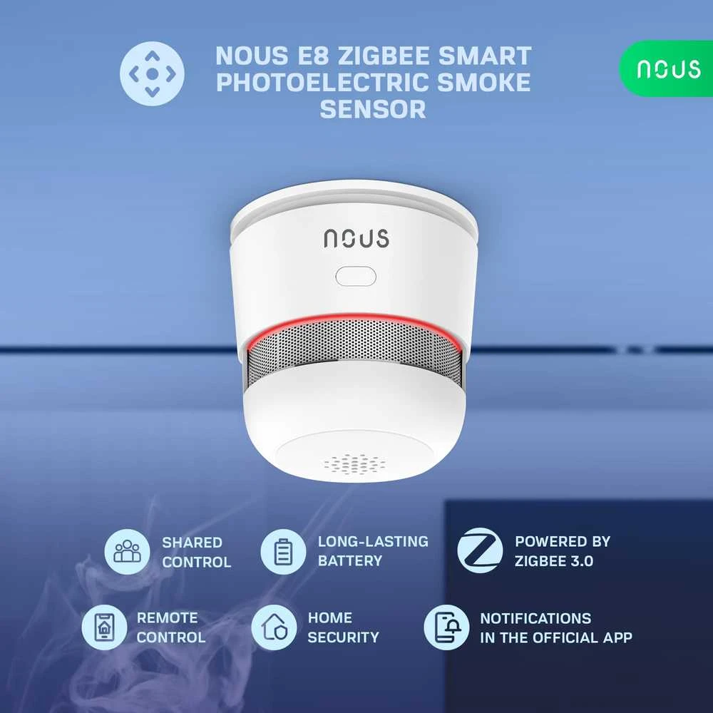 Hurtel NOUS E8 Zigbee 3.0 dūmų sensorius