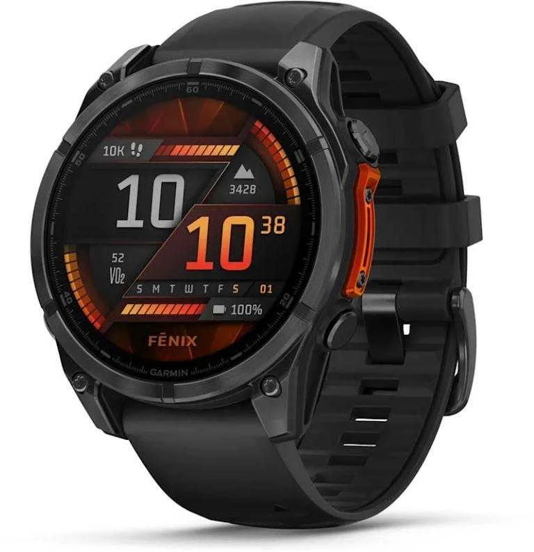 Išmanusis laikrodis Garmin Fenix 8 – 51 mm, AMOLED Skalūno pilkos spavos korpusas su juodu silikono dirželiu