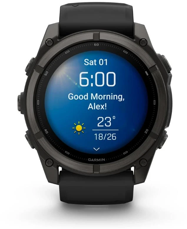 Išmanusis laikrodis Garmin fēnix® 9 – 51mm, Tamsiai pilkas, DLC titanas, su juodu silikoniniu dirželiu | 010-04763-11