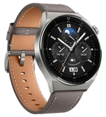 Išmanusis laikrodis Huawei Watch GT 3 Pro Titanium (46mm), Titano spalvos korpusas su pilkos spalvos odiniu dirželiu