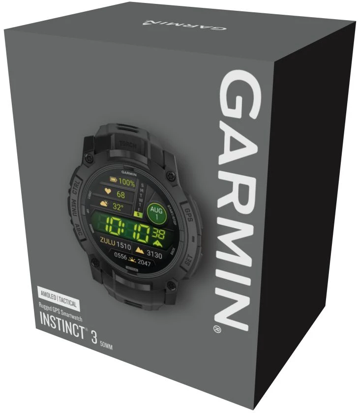 IIšmanusis laikorodis Garmin Instinct® 3 – 50 mm, AMOLED, Tactical Edition  Juodas su juodu dirželiu